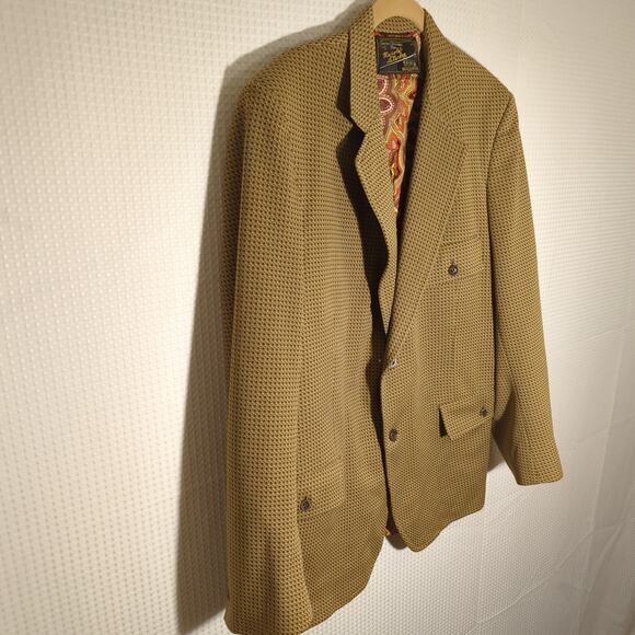 1971 Vintage Double Knit Blazer Size 40 Jacket Psychedelic Lining 70s Mod - Picture 2 of 8